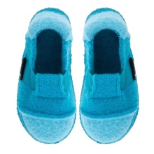 Nanga House Shoes Slipper Mountain - 100% Merino Wool - turquoise Blue Children/Youth (Size 31-35)