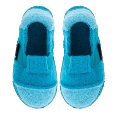 Nanga House Shoes Slipper Mountain - 100% Merino Wool - turquoise Blue Children/Youth (Size 31-35)