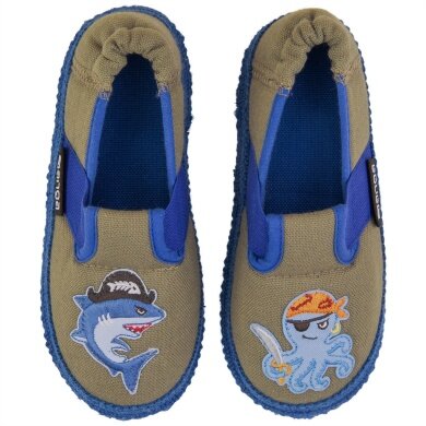 Nanga House Shoes Slippers Funny Pirates Brown/Blue Toddlers/Children (Size 26-30)