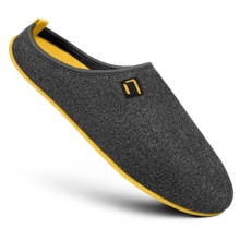 Nanga House Shoes Slipper Wool Slipper - 100% Merino Wool - grey/yellow (Size 43-46)