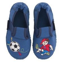 Nanga Slippers Footballer - 100% Organic Cotton - Blue Toddlers/Kids (Size 23-25)