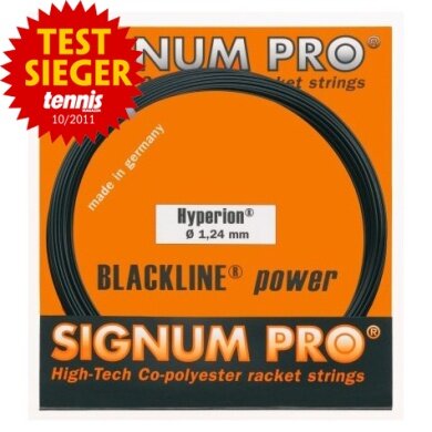 Stringing with tennis string Signum Pro Hyperion (Durability+Power) black