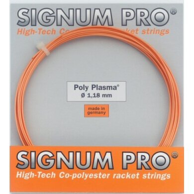 Stringing with tennis string Signum Pro Poly Plasma (Durability) orange