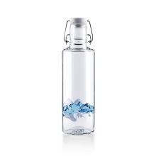 soulbottles Drinking Bottle Alpine View Glass (Glass Bottle, Ceramic Lid, Stainless Steel Clip) 600ml Transparent