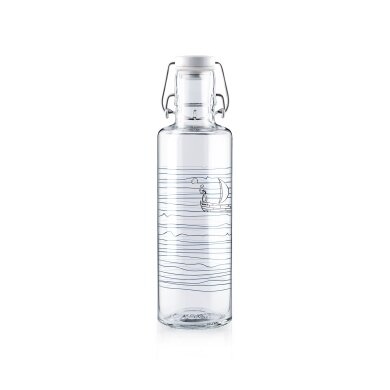 soulbottles Water Bottle homeland glass (Glass Bottle, Ceramic Lid, Stainless Steel Clip) 600ml transparent