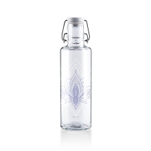 soulbottles Water Bottle just breathe Glass (Glass Bottle, Ceramic Lid, Stainless Steel Handle) 600ml transparent