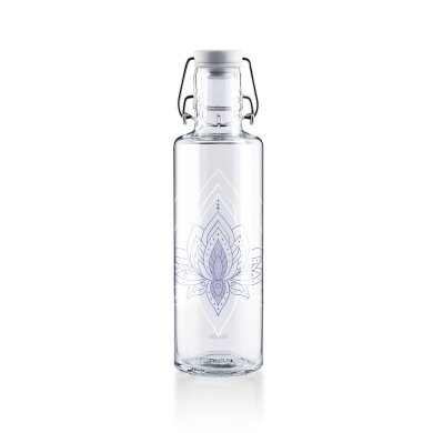 soulbottles Water Bottle just breathe Glass (Glass Bottle, Ceramic Lid, Stainless Steel Handle) 600ml transparent