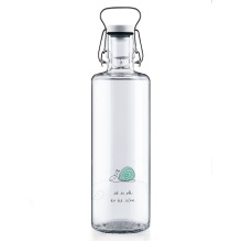 soulbottles Drinking Bottle ok to be slow Glass (Glass Bottle, Ceramic Lid, Stainless Steel Handle) 1 Litre Transparent