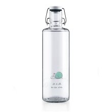 soulbottles Drinking Bottle ok to be slow Glass (Glass Bottle, Ceramic Lid, Stainless Steel Handle) 1 Litre Transparent