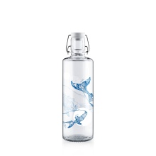 soulbottles Drinking Bottle souldiver Glass (Glass Bottle, Ceramic Lid, Stainless Steel Handle) 1 Litre Transparent