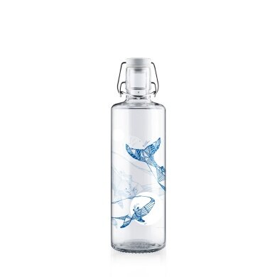 soulbottles Drinking Bottle souldiver Glass (Glass Bottle, Ceramic Lid, Stainless Steel Handle) 1 Litre Transparent