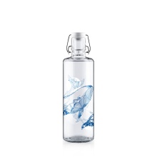 soulbottles Drinking Bottle souldiver Glass (Glass Bottle, Ceramic Lid, Stainless Steel Handle) 1 Litre Transparent