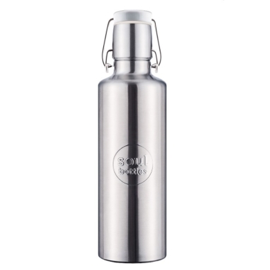 soulbottles Drinking Bottle Steel Insulated Plain (Stainless Steel, Stainless Steel Handle, Ceramic Lid) 600ml Grey