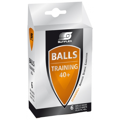 Sunflex Table Tennis Ball Training (Plastic Ball 40+) white 6-pack cardboard packaging