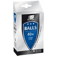 Sunflex Table Tennis Ball 3-Star (Plastic Ball 40+) White Pack of 6