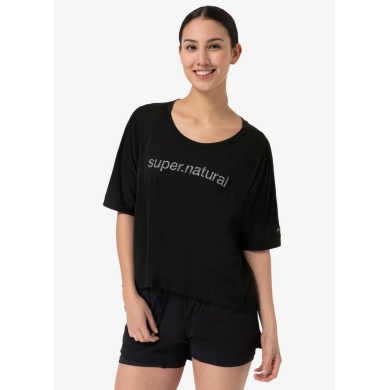 super natural Sport and Leisure Shirt Liquid Flow Tee (breathable, temperature regulating) black and white Women