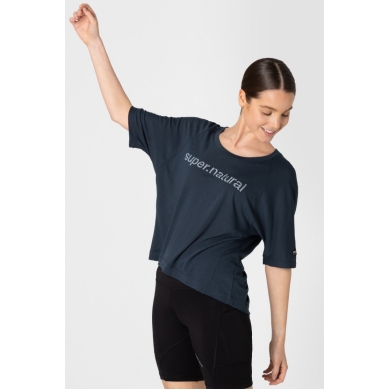 super natural Sport and Leisure Shirt Liquid Flow Tee (breathable, temperature regulating) dark blue Women