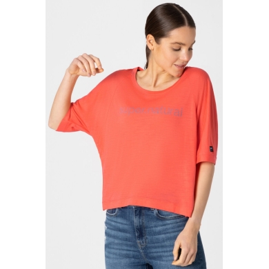 super natural Sport and Leisure Shirt Liquid Flow Tee (breathable, temperature regulating) coral red Women