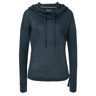 super natural Funnel Hoodie (Merino Wool) navy blue ladies