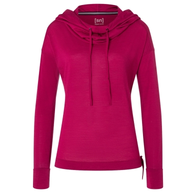 super natural Funnel Hoodie (Merino Wool) sangriapink Ladies