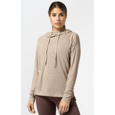 super natural Hooded Funnel Hoodie (Merino Wool) beige Ladies