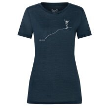 super natural Leisure Shirt Mountain Happiness Tee (Merino Mix) navy blue Ladies