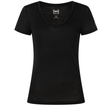 super natural Functional Underwear Short Sleeve V-Neck Sierra 140 Tee (Merino Mix) black Ladies