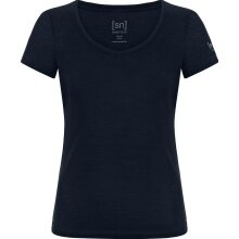 super natural Functional Underwear Short Sleeve V-Neck Sierra 140 Tee (Merino Mix) Dark Blue Ladies