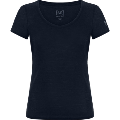 super natural Functional Underwear Short Sleeve V-Neck Sierra 140 Tee (Merino Mix) Dark Blue Ladies