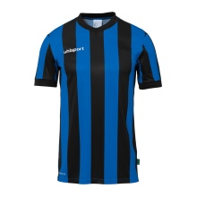 uhlsport Sport T-shirt Retro Stripe (V-neck) Short Sleeve black/azure blue Men