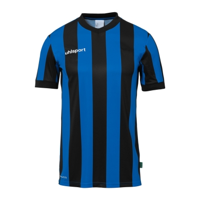 uhlsport Sport T-shirt Retro Stripe (V-neck) Short Sleeve black/azure blue Men