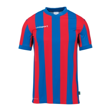 uhlsport Sport T-shirt Retro Stripe (V-neck) Short Sleeve Azure/Red Men