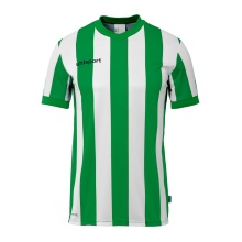 uhlsport Sport T-shirt Retro Stripe (V-neck) Short Sleeve Green/White Men