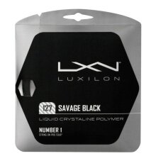 Stringing with tennis string Luxilon Savage 1.27 (Durability+Spin) black